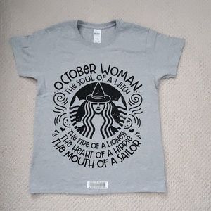October Birthday Womens Fun T Shirt sz M Gray